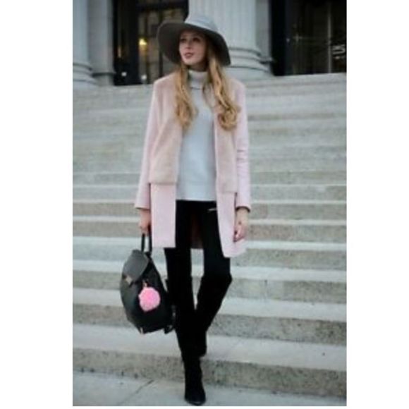 RARE ZARA Pink Wool Combination Faux FurJacket XS - Picture 8 of 13